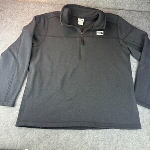 North‎ Face Sweater Mens XL Black 1/4 Zip Pullover Fleece Shacket Block Logo